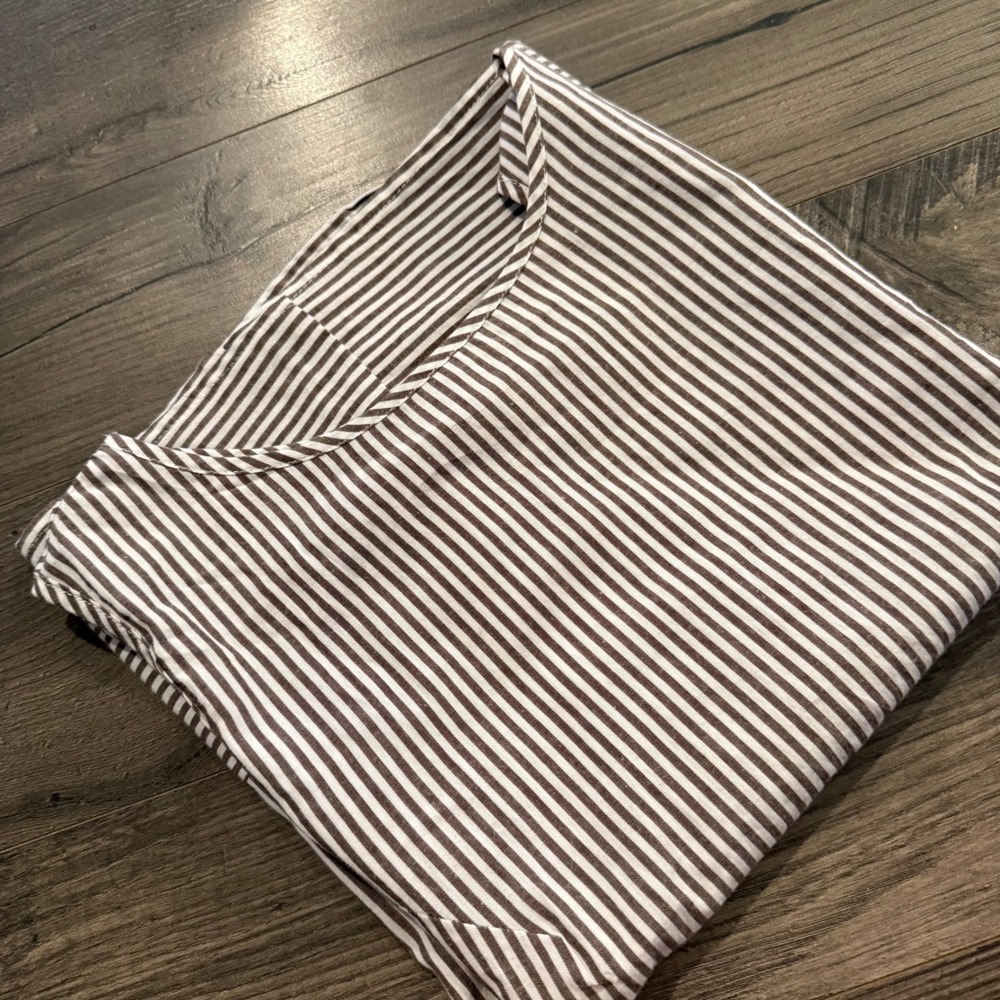 Exlura Brown White‎ Striped Sleeveless Cotton Peplum Blouse Top ST059 Large